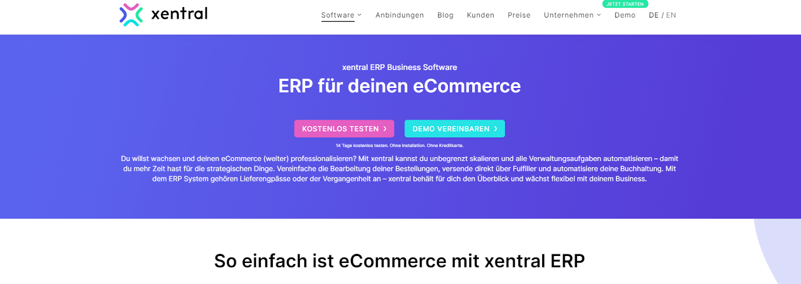 Screenshot ERP für den Ecommerce mit Xentral