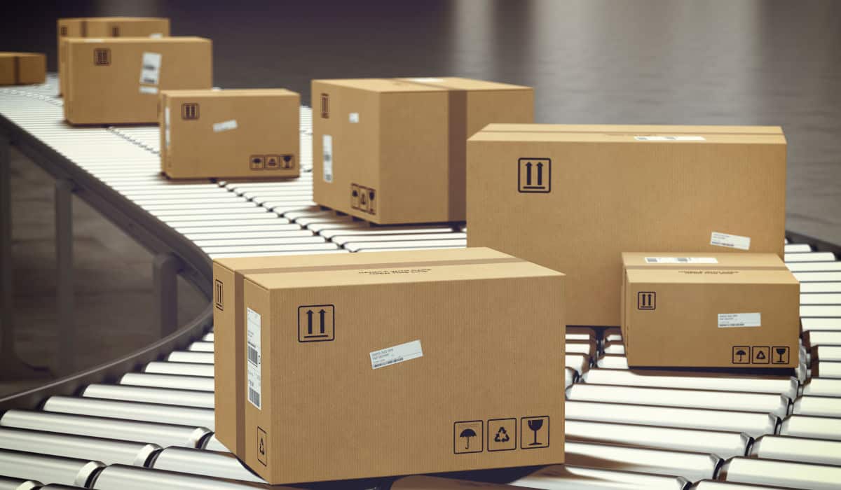 shipping process Parcels on a conveyor belt