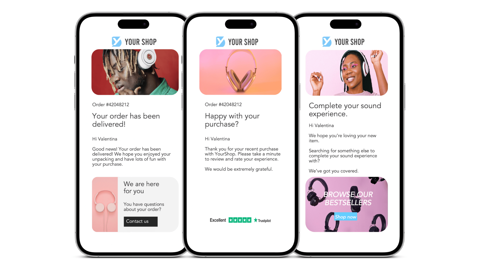 Klaviyo Email Copies V4 Smartphone, das das Tracking eines Pakets zeigt