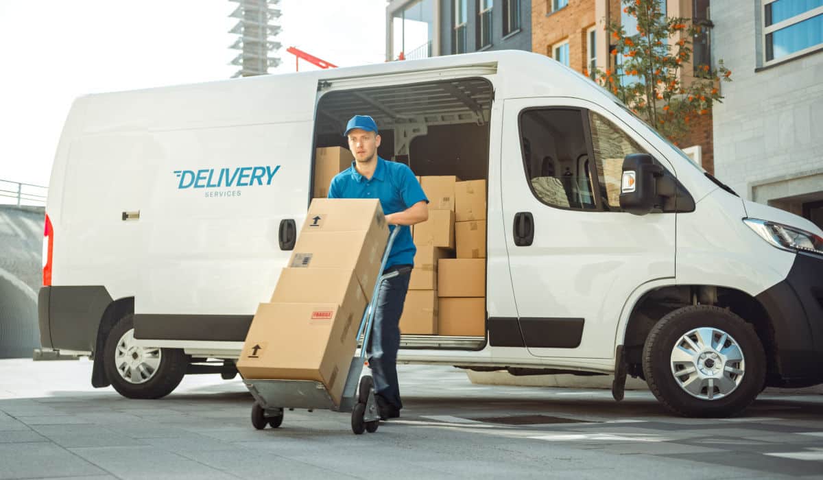 Man is delivering parcels